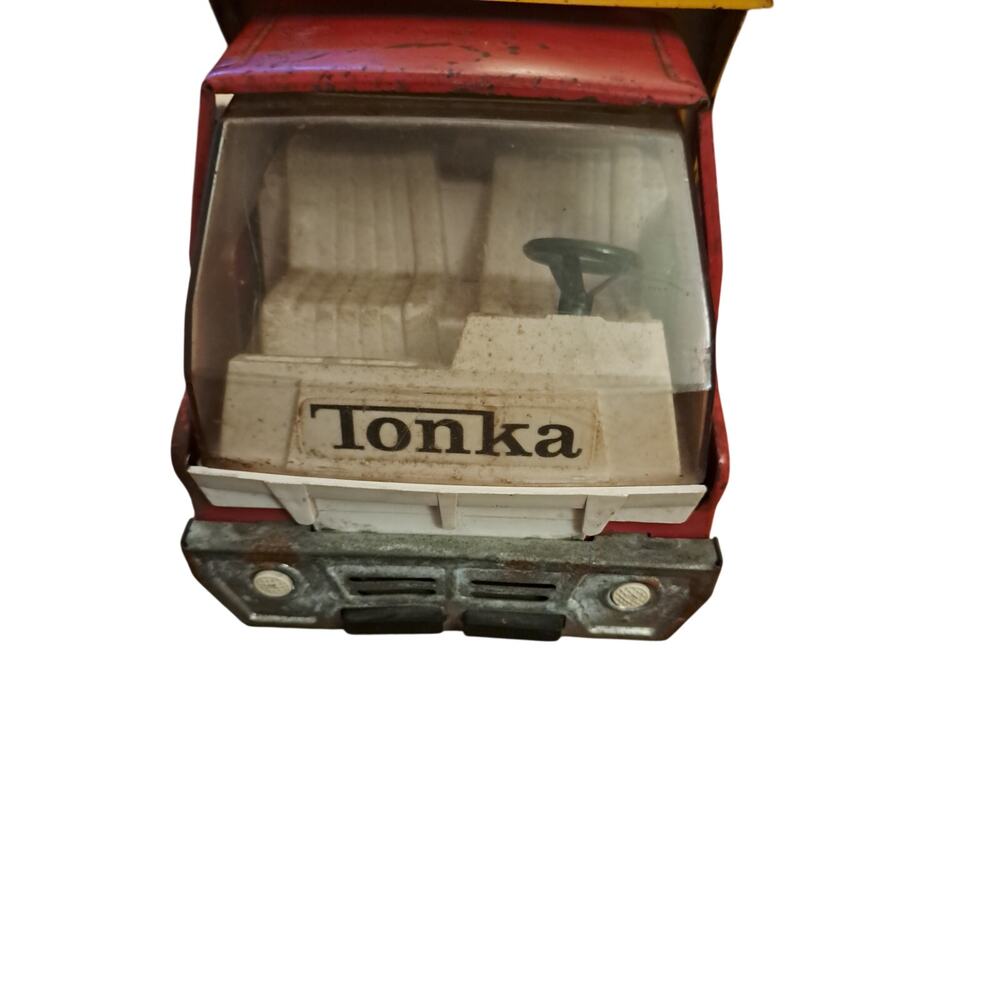 Vintage Tonka Dump Truck Red & Yellow Pressed steel 13"